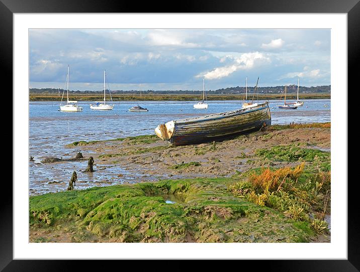 Low Tide Mersea Essex Framed Mounted Print by Diana Mower