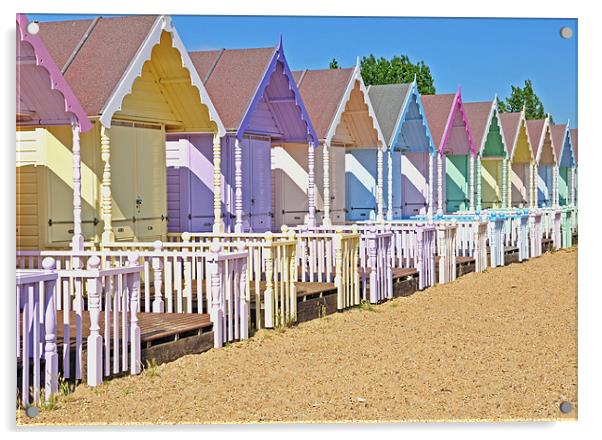 Mersea Beach Huts Acrylic by Diana Mower