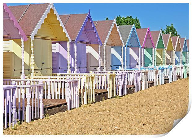 Mersea Beach Huts Print by Diana Mower