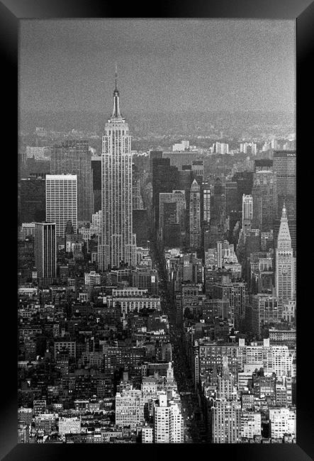 Midtown Manhattan winter 1980s Framed Print by Gary Eason