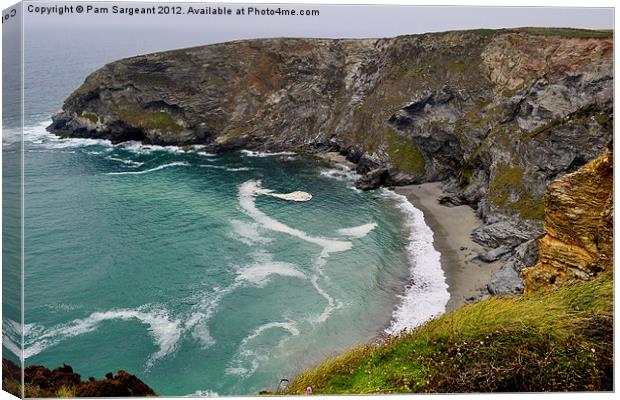 Cornish Coastline - Hells Mouth Canvas Print by Pam Sargeant