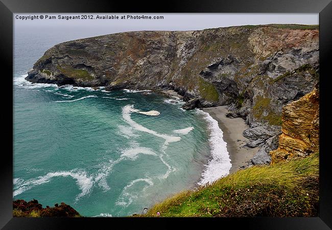 Cornish Coastline - Hells Mouth Framed Print by Pam Sargeant