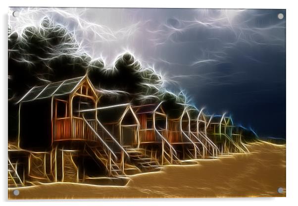 Electric Beach Huts Acrylic by Mike Gorton