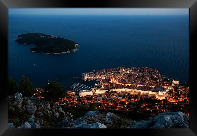Dubrovnik at night Framed Print by Daniel Zrno