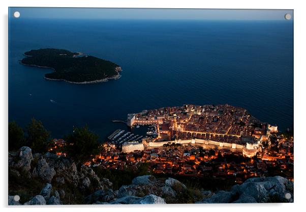 Dubrovnik at night Acrylic by Daniel Zrno