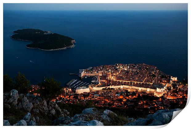 Dubrovnik at night Print by Daniel Zrno