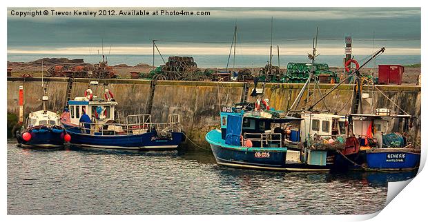 The Harbour Seahouses Print by Trevor Kersley RIP