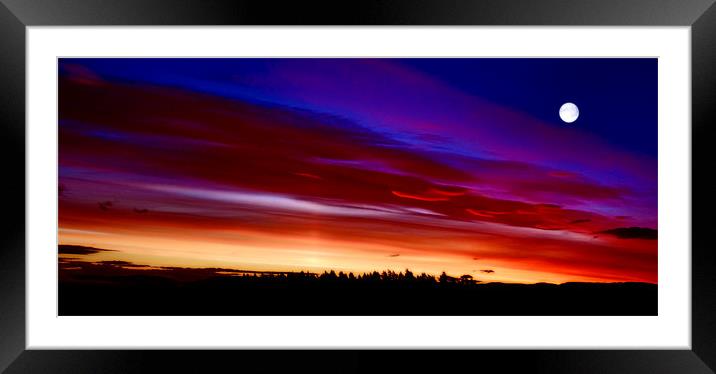 Sunset and The Moon Framed Mounted Print by Kevin Dobie
