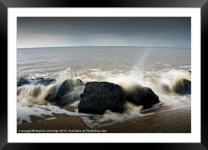 Crashing waves long exposure Framed Mounted Print by stephen clarridge