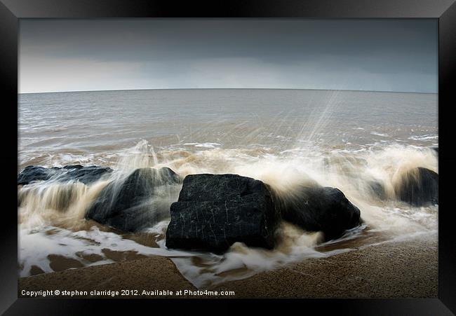 Crashing waves long exposure Framed Print by stephen clarridge