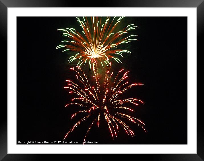 Fireworks Framed Mounted Print by Donna Duclos