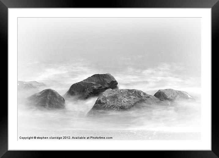 Long exposure waves on rocks Framed Mounted Print by stephen clarridge