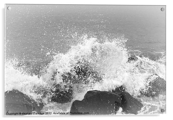 Crashing waves monochrome Acrylic by stephen clarridge