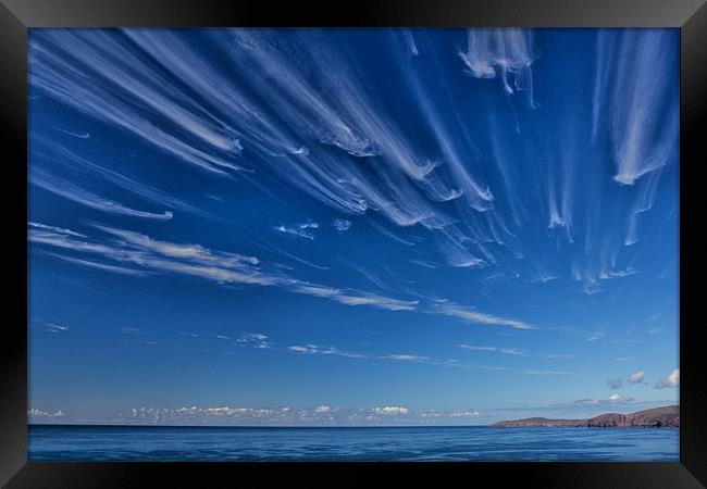 Cirrus Clouds over Cape Wrath  Framed Print by Derek Beattie