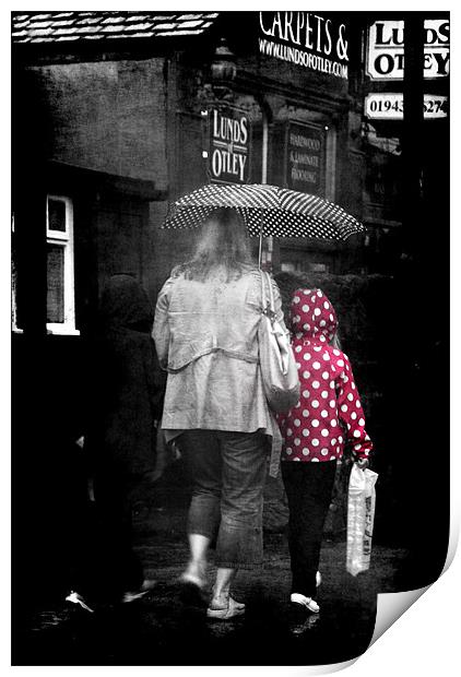 Red rain coat Print by Maria Tzamtzi Photography