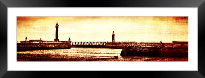Whitby Lighthouses Framed Mounted Print by Maria Tzamtzi Photography