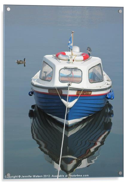 Blue Boat Acrylic by Jennifer Henderson