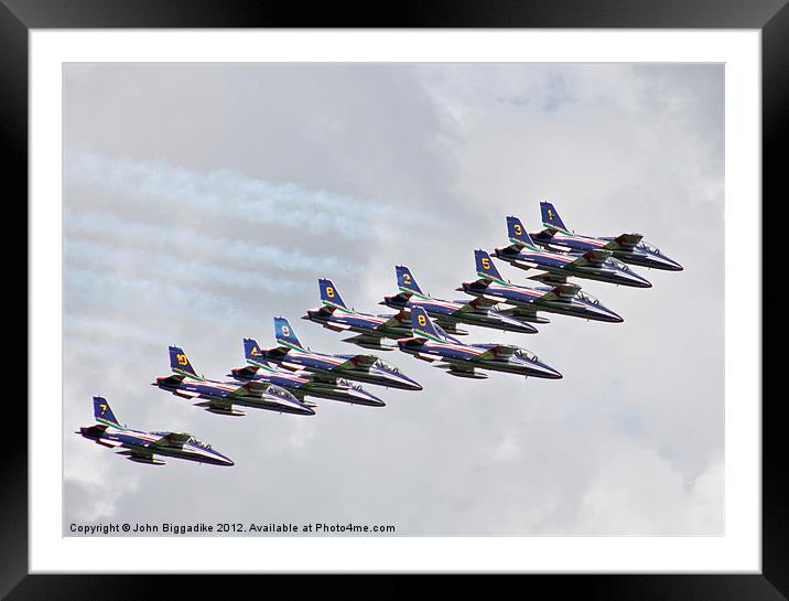Frecce Tricolori in close formation Framed Mounted Print by John Biggadike