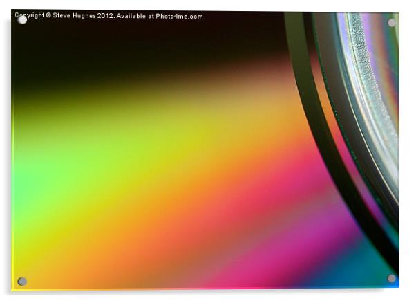 Music Compact Disc macro colours Acrylic by Steve Hughes