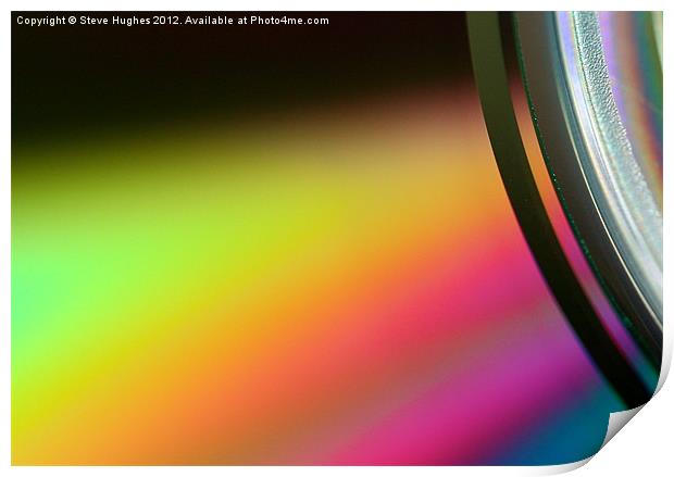 Music Compact Disc macro colours Print by Steve Hughes