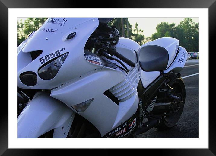kawasaki zx 14 at the track Framed Mounted Print by timothy jankowski
