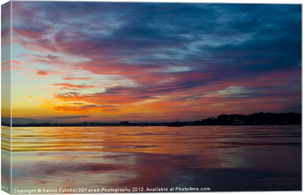 Firery Sunset Over Poole Harbour Canvas Print by Kelvin Futcher 2D Photography