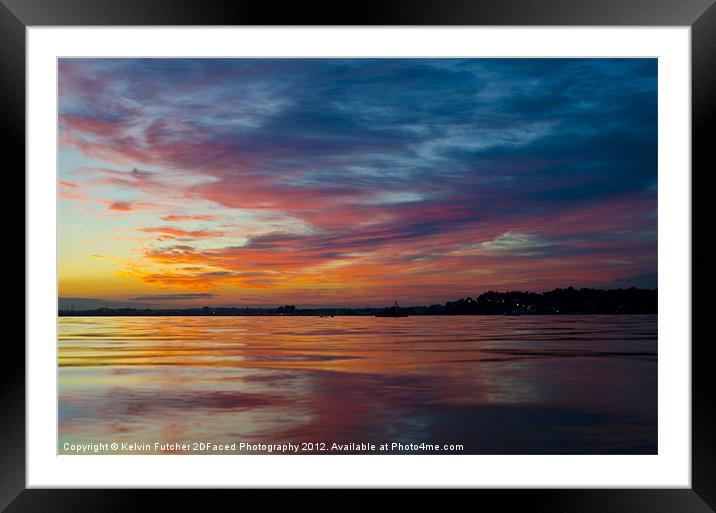 Firery Sunset Over Poole Harbour Framed Mounted Print by Kelvin Futcher 2D Photography