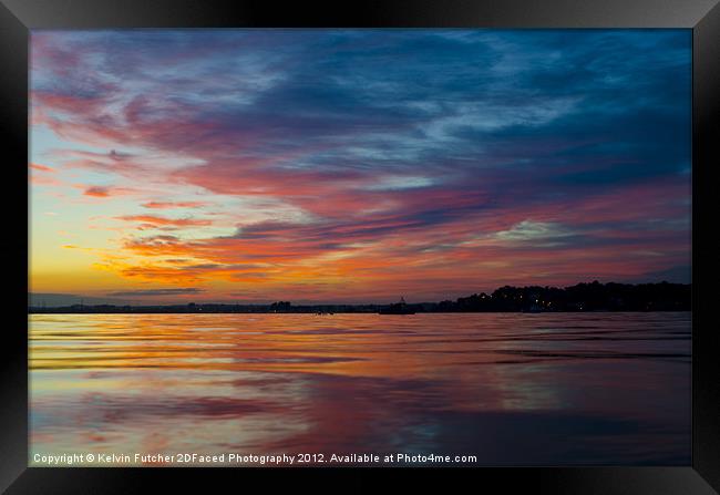 Firery Sunset Over Poole Harbour Framed Print by Kelvin Futcher 2D Photography
