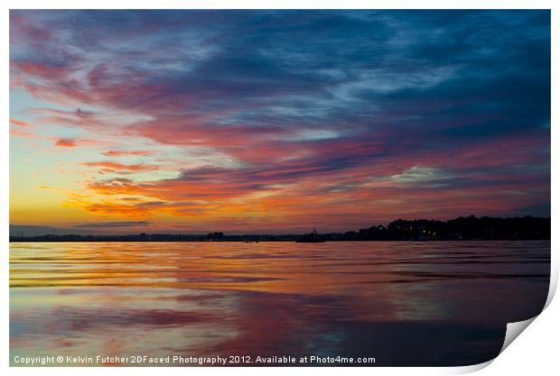 Firery Sunset Over Poole Harbour Print by Kelvin Futcher 2D Photography