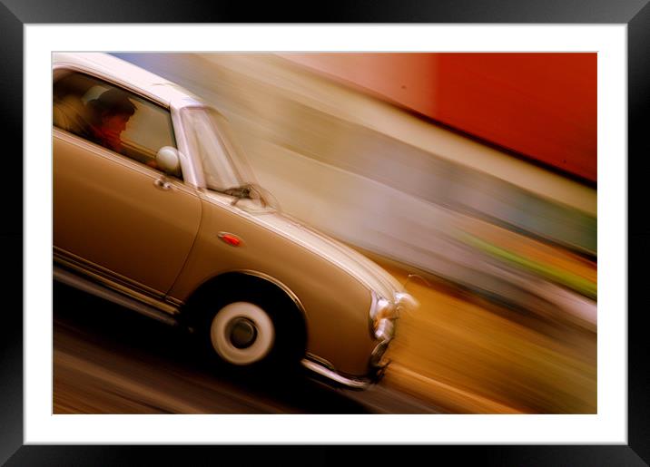 Nissan Figaro Car Motion Abstract Framed Mounted Print by patrick dinneen