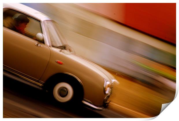 Nissan Figaro Car Motion Abstract Print by patrick dinneen