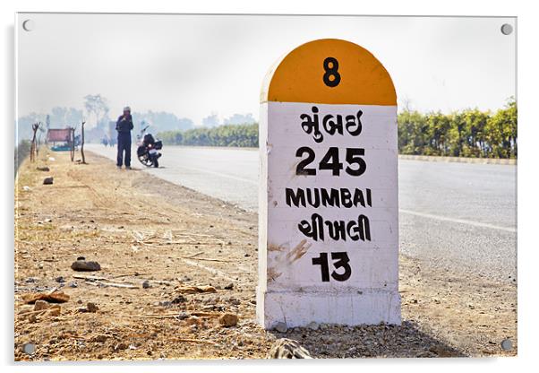 Still 245 kilometersto Mumbai Acrylic by Arfabita  