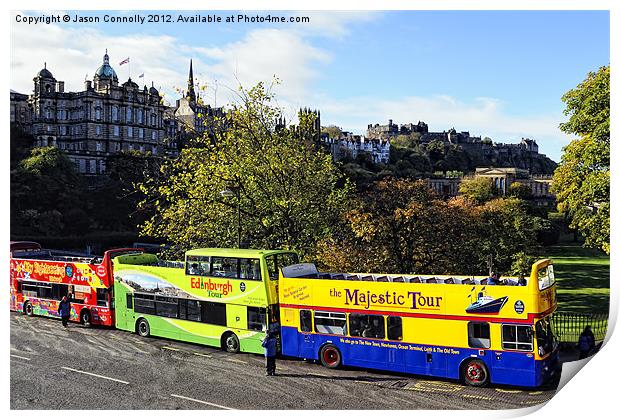 Edinburgh Buses Print by Jason Connolly