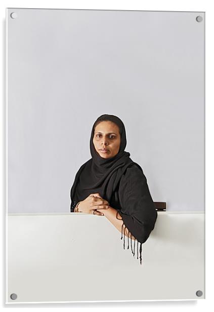 Middle East lady with headscarf Acrylic by Arfabita  