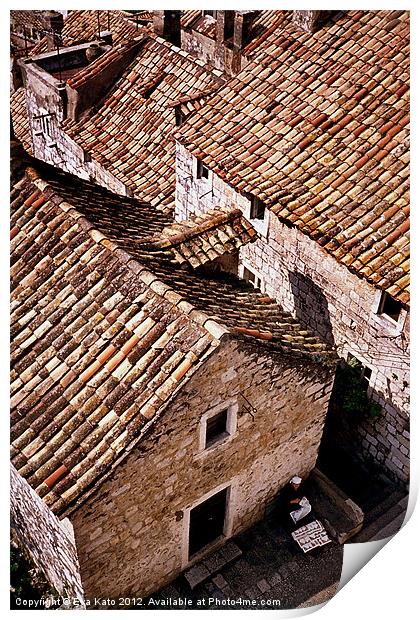 Dubrovnik Rooftops Print by Eva Kato