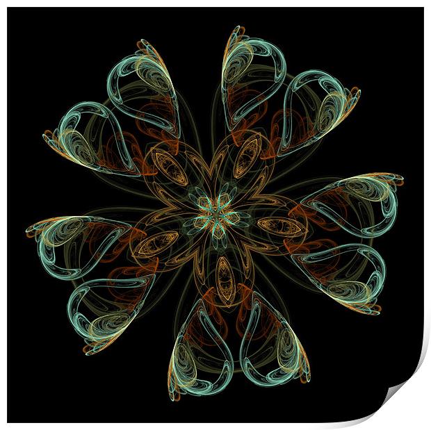 fractal star flower Print by Heather Newton