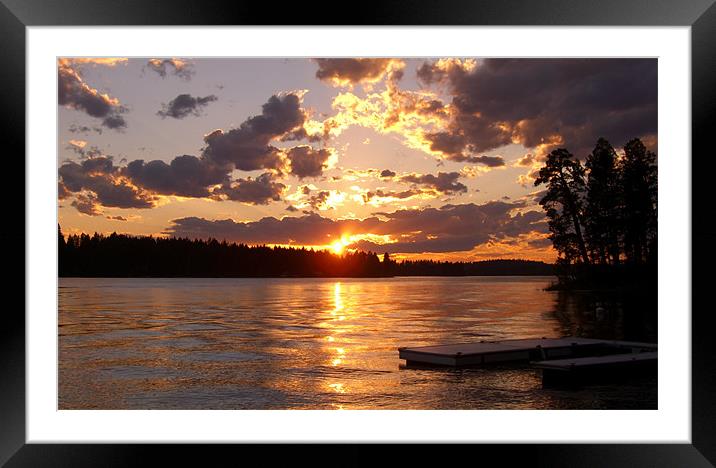 Montana Sunset over Blaine Lake Framed Mounted Print by Ron Hartley
