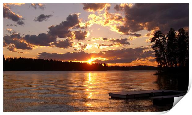 Montana Sunset over Blaine Lake Print by Ron Hartley