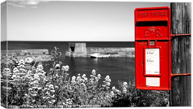 Red post in Craster Canvas Print by Elaine Whitby