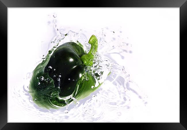 Fresh Green Pepper Framed Print by Anthony Michael 