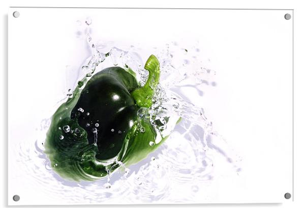 Fresh Green Pepper Acrylic by Anthony Michael 