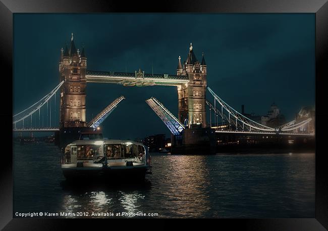 Tower Bridge and River Boat Framed Print by Karen Martin