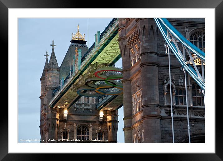 Olympic Symbol on Tower Bridge Framed Mounted Print by Karen Martin