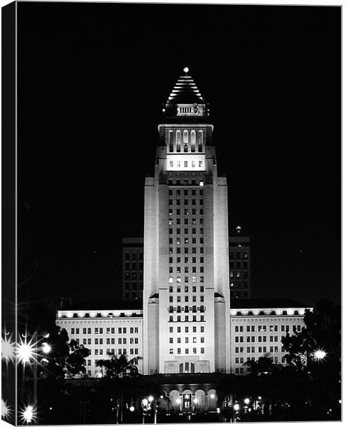 L.A. City Hall Canvas Print by Panas Wiwatpanachat