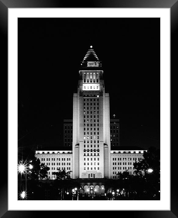 L.A. City Hall Framed Mounted Print by Panas Wiwatpanachat