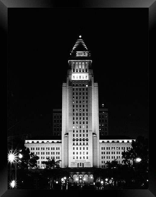 L.A. City Hall Framed Print by Panas Wiwatpanachat