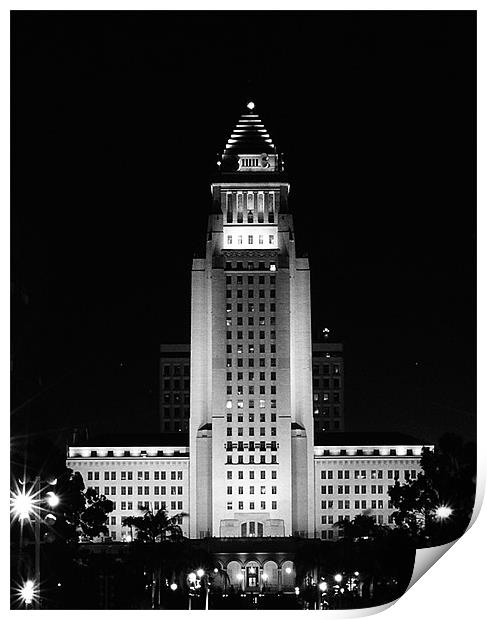 L.A. City Hall Print by Panas Wiwatpanachat