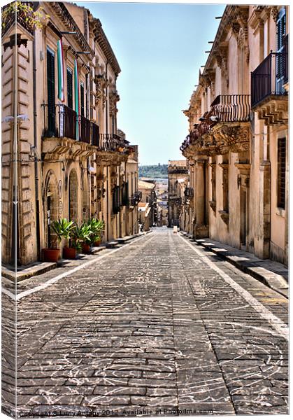 street of flowers, Noto Canvas Print by Lucy Antony