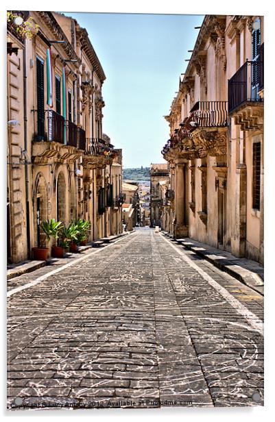 street of flowers, Noto Acrylic by Lucy Antony