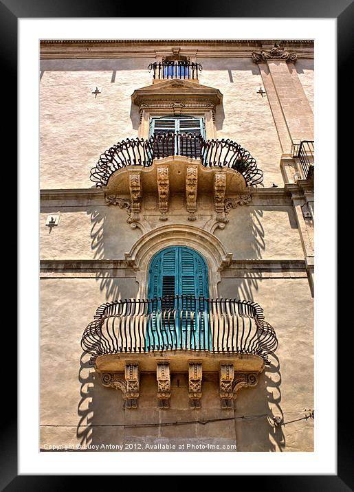 balconies & shadows, Noto Framed Mounted Print by Lucy Antony